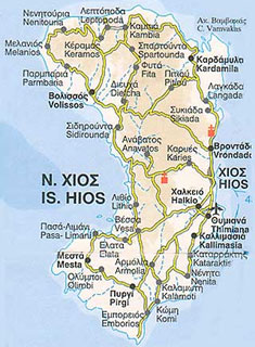Chios, mapa ostrova